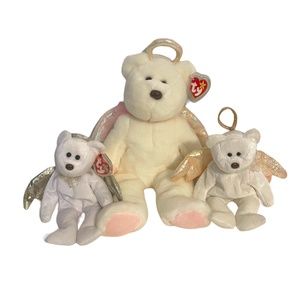 Ty Beanie Babies Buddies Halo Angel Wings Bears Plush Stuffed Animals Set‎ of 3